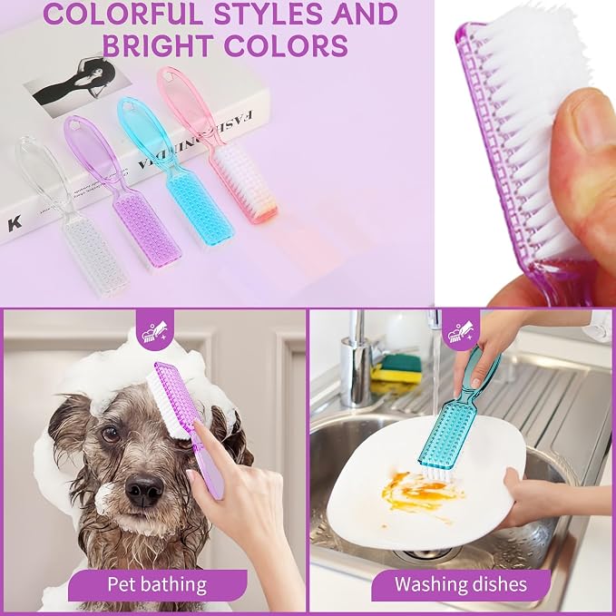 12 Pcs Handle Grip Cleaning Brushes, Hand Fingernail Nail Scrub Manicure Brush - Image 3