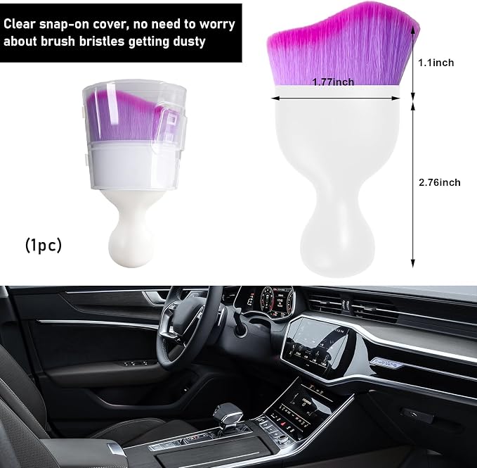 Ziciner Car Detailing Brush, Curved Soft Bristles Auto Removal Dust Collectors - Image 2