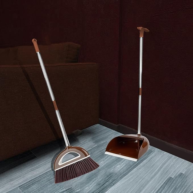 Brooms and Dustpan Set with 35" Long Handle, 181° Rotatable Standing Storage - Image 4