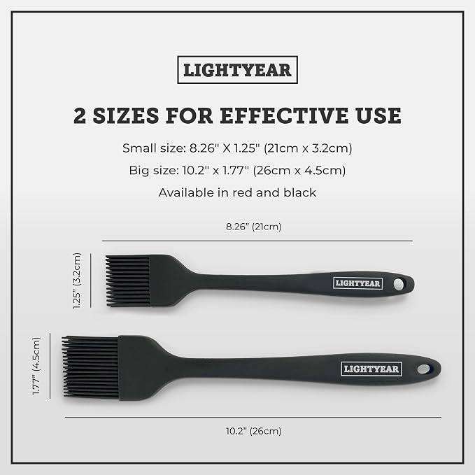 Lightyear Silicone Basting Pastry Brush Set 450°F Heat Resistant Oil Brush - Image 3