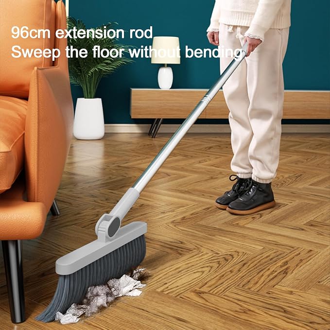 Broom and Dustpan Set, Long Adjustable Handle Indoor Sweeping Brooms, 180° - Image 4