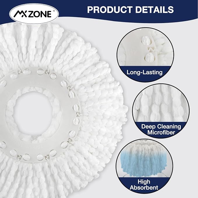 Spin Mop Replacement Head for Hurricane 360° Spin Mop Systems, Microfiber Spin - Image 3