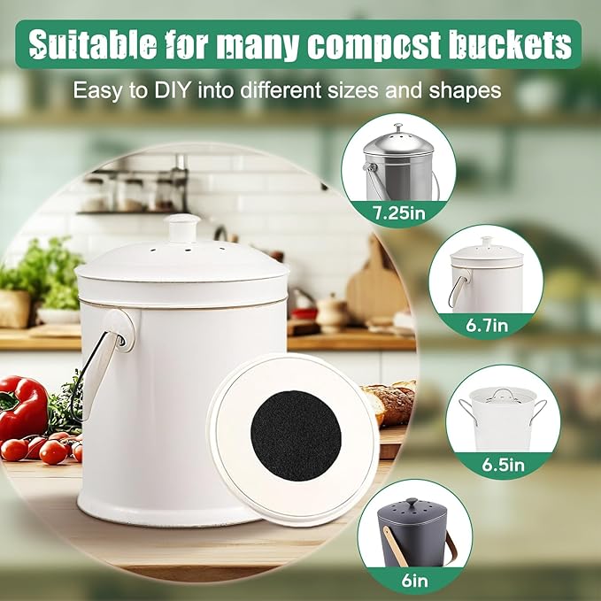 6.7 Inch Charcoal Filters for 10 Pack Kitchen Countertop Compost Bins - Image 7