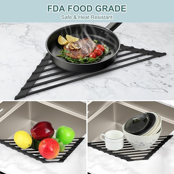MERRYBOX Triangle Roll Up Dish Drying Rack Over The Sink, 2025 Anti-Rust Sink - Image 6