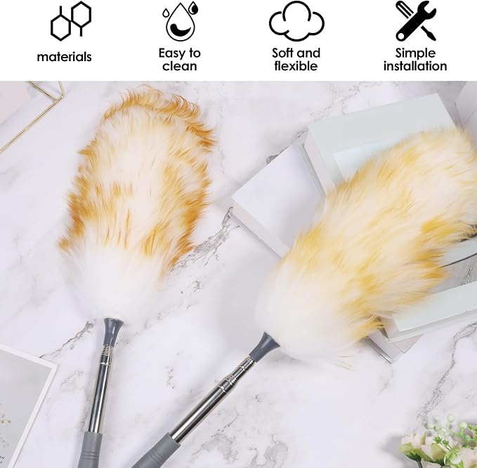2Pcs Extendable Lambswool Duster Lightweight Ceiling Cleaning Lambswool Duster - Image 7