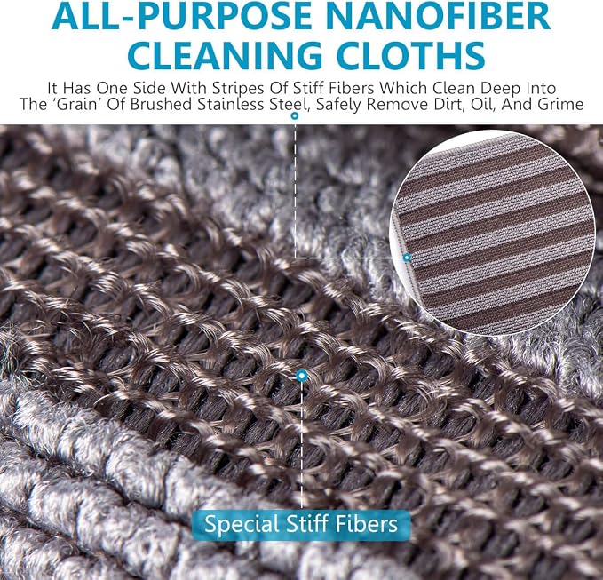 ZHIDIAN Stainless Steel Microfiber Cloth Double-Sided Cleaner Rag, Non-Scratch - Image 2