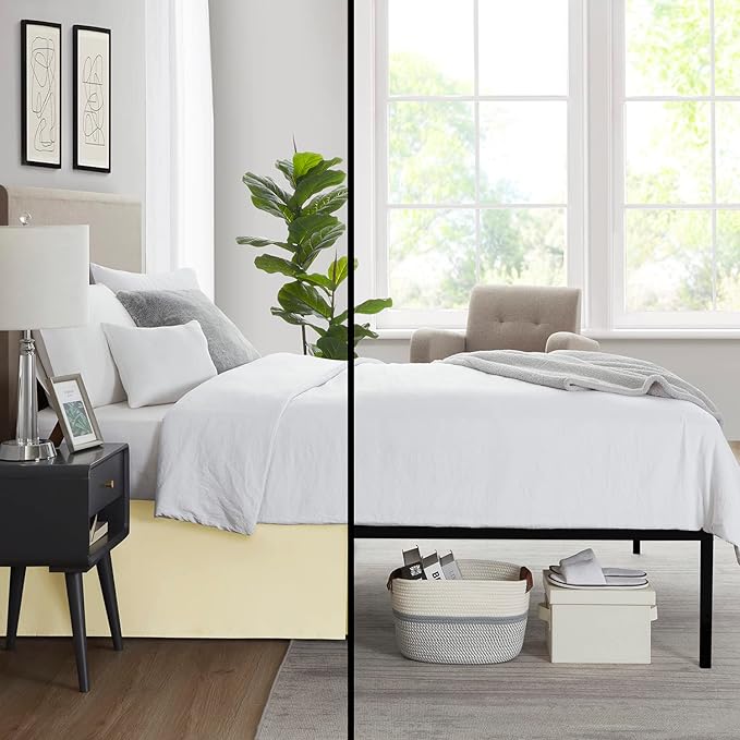 Nestl Vanilla Yellow Full Bed Skirt - Full Size Bed Skirt 14 Inch Drop - Brushed Microfiber Bed Skirts - Hotel Quality Pleated Bed Skirt - Shrinkage & Fade Resistant