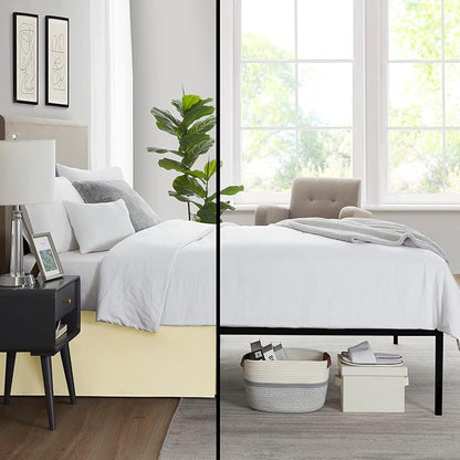 Nestl Vanilla Yellow Full Bed Skirt - Full Size Bed Skirt 14 Inch Drop - Brushed Microfiber Bed Skirts - Hotel Quality Pleated Bed Skirt - Shrinkage & Fade Resistant