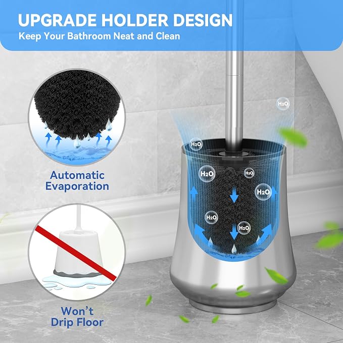 Toilet Brush, Toilet Brush and Holder Sliver Toilet Bowl Brush - Image 4