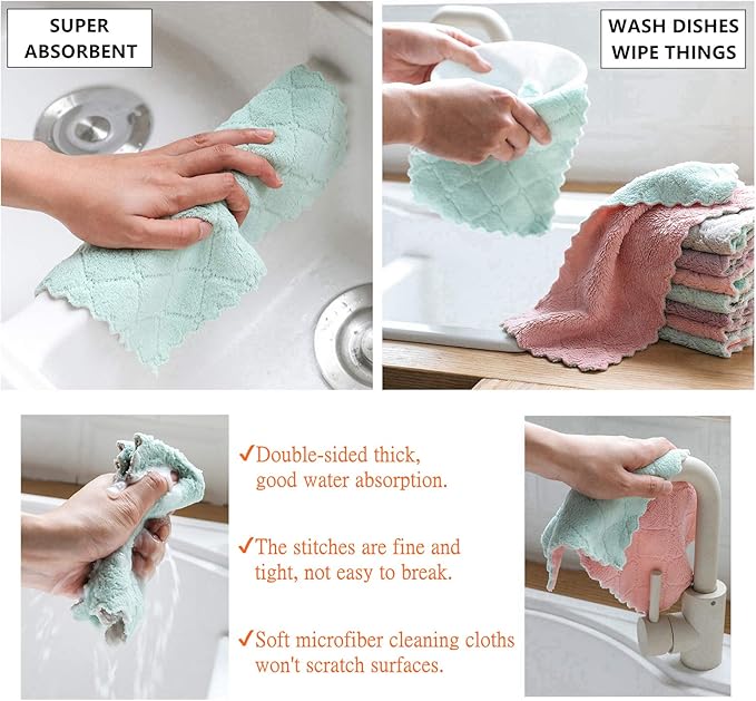 Hypermotion Microfiber Cleaning Cloth, Kitchen Towels, Double-Sided Microfiber - Image 3