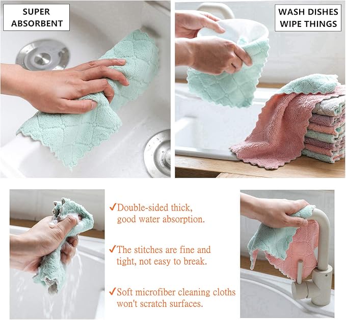 Hypermotion Microfiber Cleaning Cloth, Kitchen Towels, Double-Sided Microfiber - Image 3