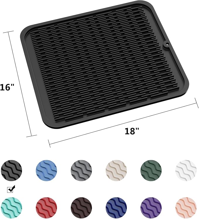 ZLR Silicone Dish Drying Mat for Kitchen Counter, Eco-Friendly Fast Dry Dish Mat - Image 6