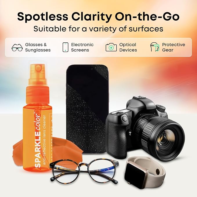 Sparkle Anti-Reflective Safe Lens Cleaner Spray Kit - 1oz Glasses Cleaner - Image 2