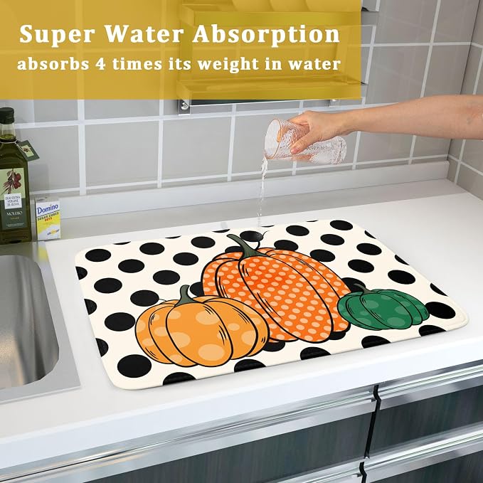 Autumn Pumpkin Dish Drying Mat for Kitchen Counter - Image 7