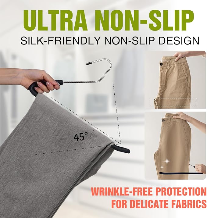 Spring Fever Open Ended Non Slip Sponge Padded Pants Hangers - Image 5