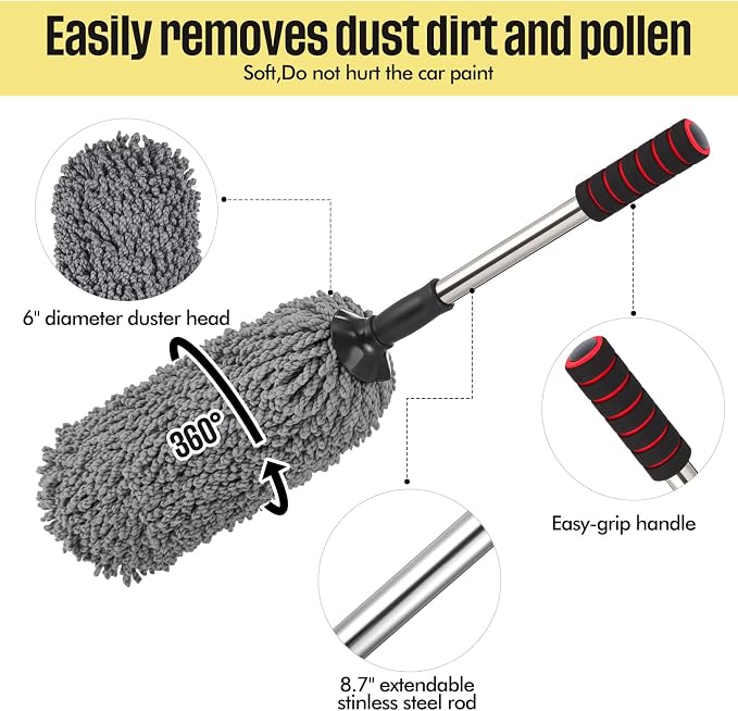 Lounsweer 4 Pcs Large Car Duster Set Microfiber Dust Cleaning Sets - Image 3