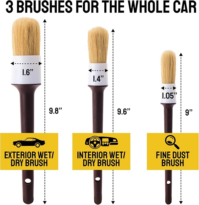Soft Boar Hair Car Detailing Brush Set - Image 3