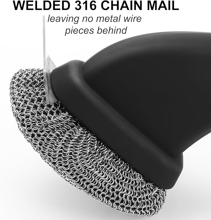 Bristle Free Grill Brush, Safe BBQ Cleaning Brush, Good Grip Chain Mail Grill - Image 2