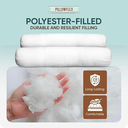 Pillowflex Bolster Pillow (8x52) - Round Roll Pillow Bolster Insert, Plush Polyester-Filled Insert for Decorative Shams, Odorless, Lint and Dust-Free Polyester Filling, No Lumps - (White)