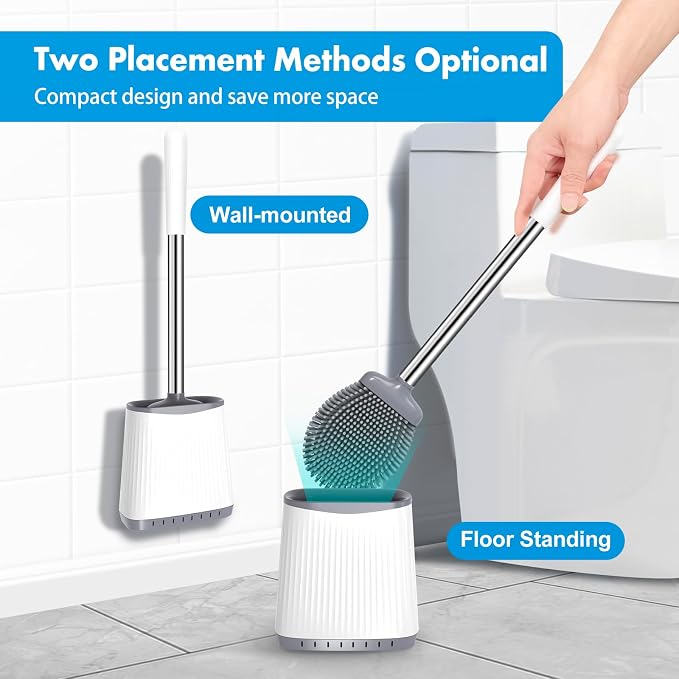 Toilet Brush, Silicone Toilet Brush and Holder Set, Flexible Toilet Bowl Brush - Image 5