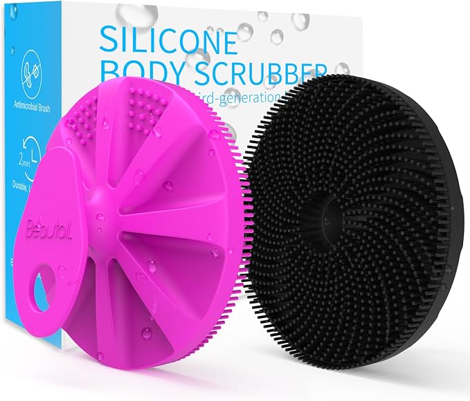 Silicone Body Scrubber 2 Pack, BEAUTAIL Gentle Bristles Shower Bath Brush by BEAUTAIL
