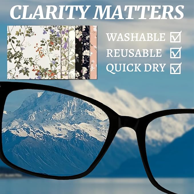CREATCABIN 6 Packs Thickened Glasses Cleaning Cloth Elegant Flower Design - Image 4