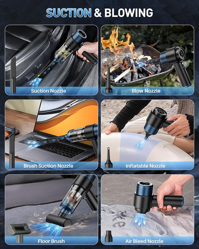 EYYA Handheld Car Vacuum Cleaner Cordless, 15000PA High Power Vacuum & Air - Image 4