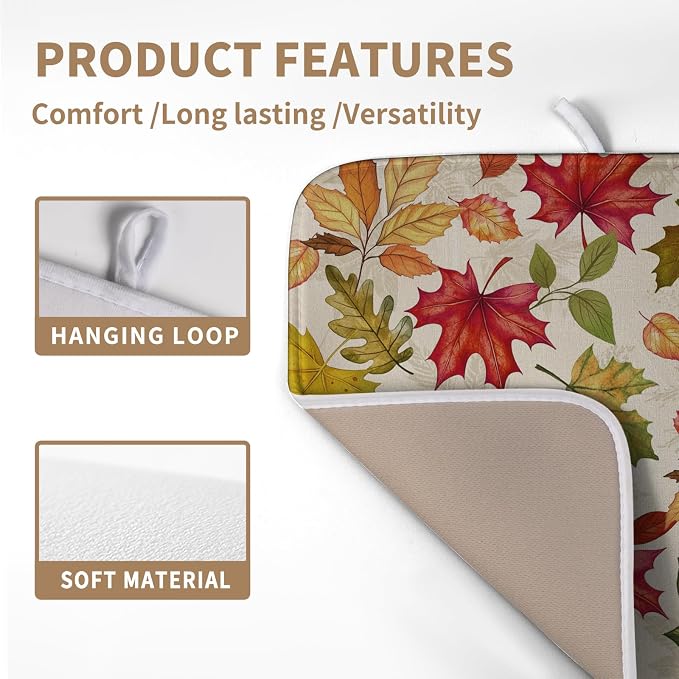 Fall Drying Mat for Kitchen Counter 16 x 18 Inch Maple Leaves Autumn - Image 3
