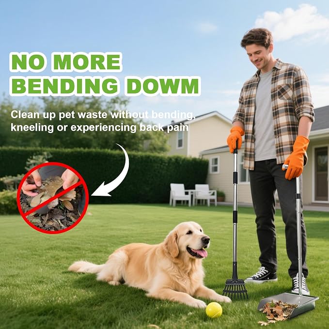 Pooper Scooper for Large Dogs, Dog Pooper Scooper Heavy Duty Long Handle Metal - Image 5