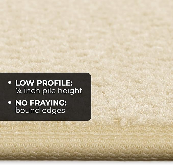 House, Home and More Skid-Resistant Carpet Indoor Area Rug Floor Mat - Ivory Cream - 6 Ft X 6 Ft - Non Slip Rubber Backing, Stain Resistant, Dog Friendly, Living Room Bedroom Kitchen Entryway
