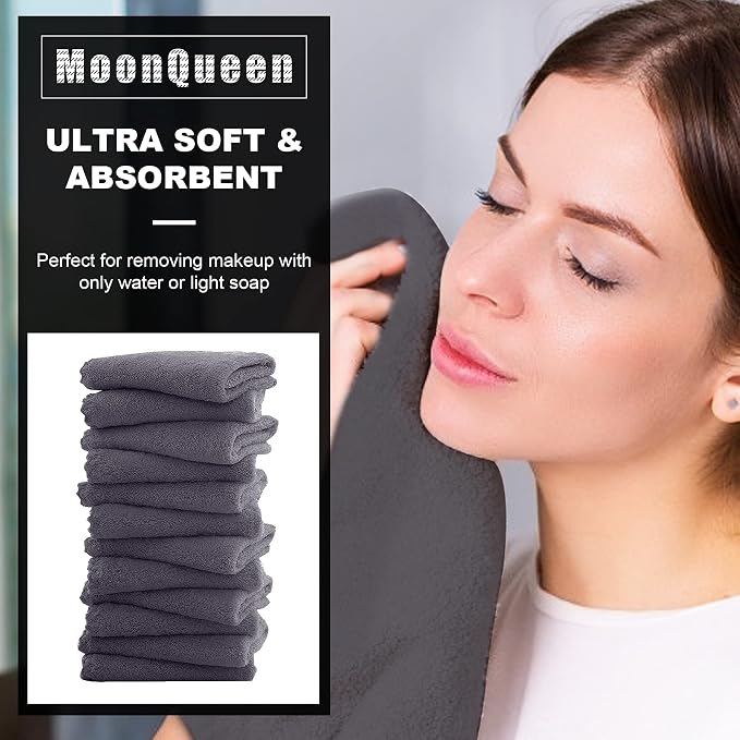 MOONQUEEN Microfiber Facial Cloths Fast Drying Washcloth 12 Pack - Image 2