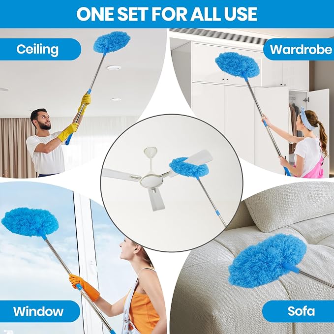 Ceiling Fan Cleaner Duster Kit 72 Inch Ceiling Fan Duster Extension Pole 8-in-1 - Image 7