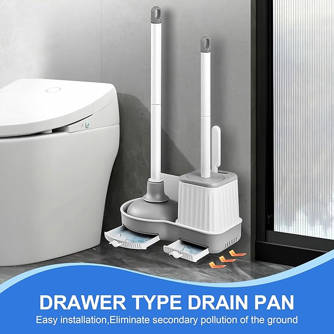 2 Pack Toilet Brush and Plunger Set, 3 in 1 Toilet Bowl Brush and Holder - Image 3