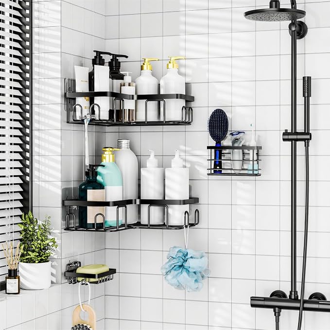 Moforoco 5-Pack Shower Caddy, 10.2in Diameter, 90-Degree Right Angle, Easy - Image 2