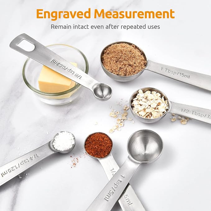 Measuring Spoons: U-Taste 18/8 Stainless Steel Measuring Spoons Set of 8 Piece: - Image 4
