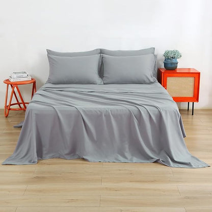 Air Mattress Sheet Set Full Size,6 Piece Deep Pocket Bed Sheet Set for 16-24 Inch Air Bed,Easy Inflate Access,Perfect for Guest Room, RV, Camping,Gray