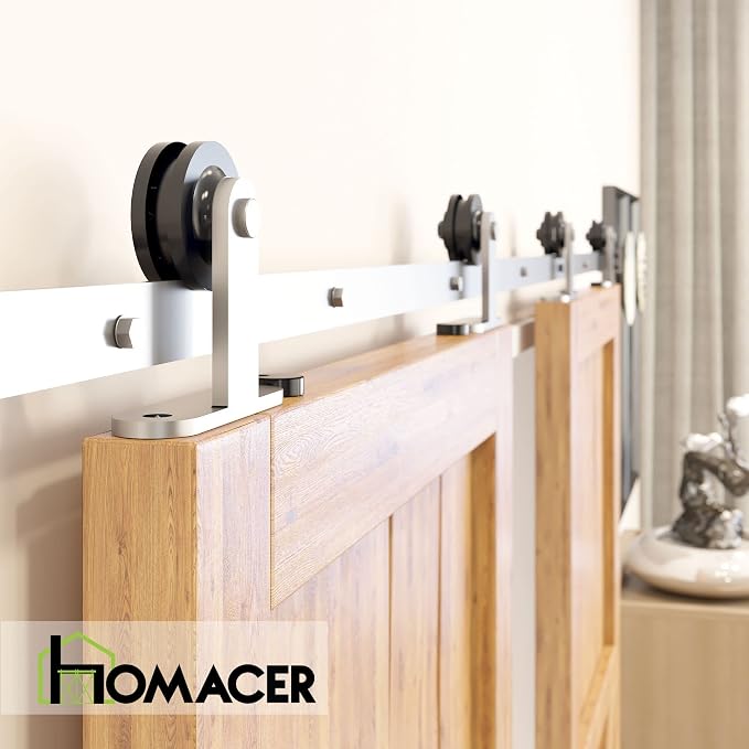 Homacer Brushed Nickel Non-Bypass Sliding Barn Door Hardware Kit, - Image 6
