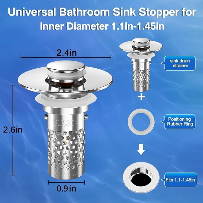Sink Stopper Hair Catcher, Pop-up Sink Drain Strainer - Image 5