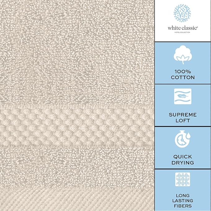 White Classic Luxury Cotton Washcloths 13x13 Inch - Image 7