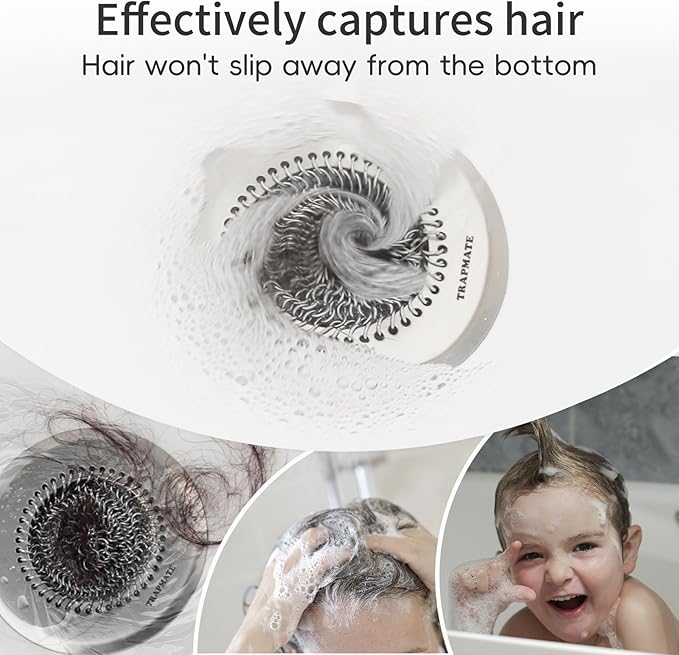 TRAPMATE Shower Drain Hair Catcher, 4.4" Easy Clean Bathtub Drain Hair Catcher - Image 3