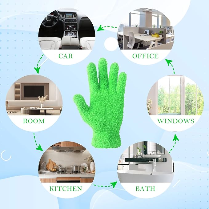 Evridwear Microfiber Gloves for Plant Dusting, 2 Pairs Reusable Leaf Cleaning - Image 4