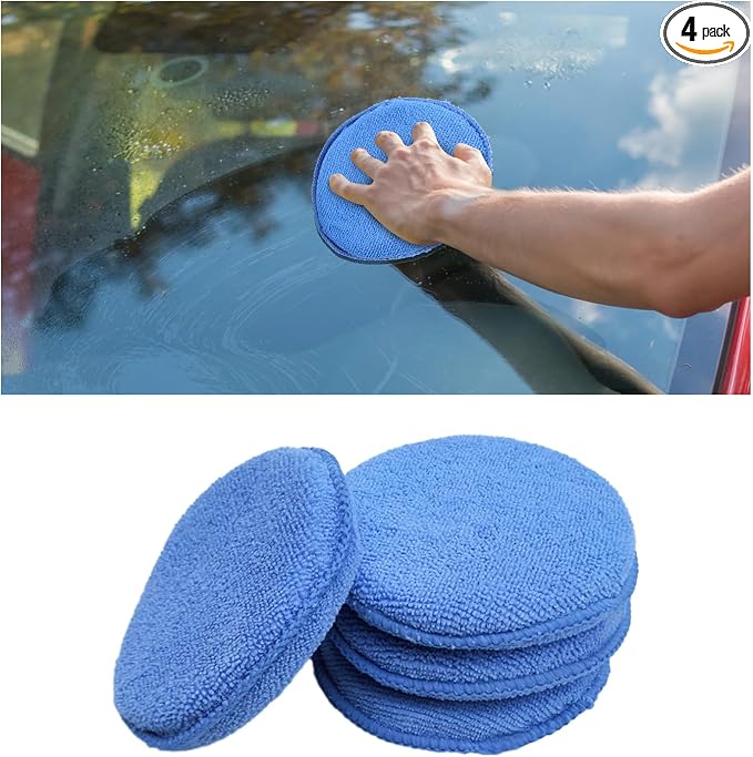 Ziciner 4 Pack Microfiber Applicator Pads, Car Wax Foam Buffing and Cleaning by Ziciner