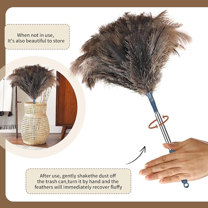 Ostrich Feather Duster with Extension Pole - Image 5