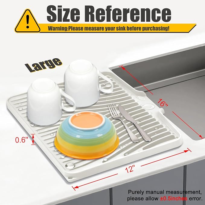 Silicone Dish Drying Mat for Kitchen Counter, Dish Drying Pad, Non-Slip Drain - Image 2