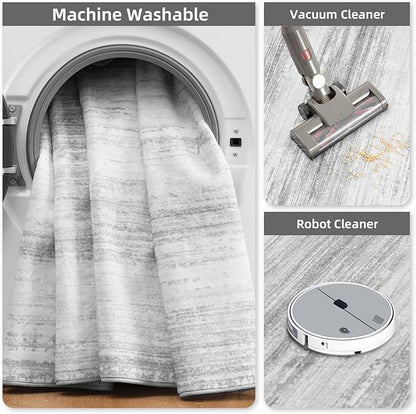 PADOOR Modern Abstract Area Rug - 5x7 Washable Rugs Non-Slip, Large Rug Ultra Soft Low Pile Rugs for Living Room Bedroom Dining Room Nursery Room Playroom Grey