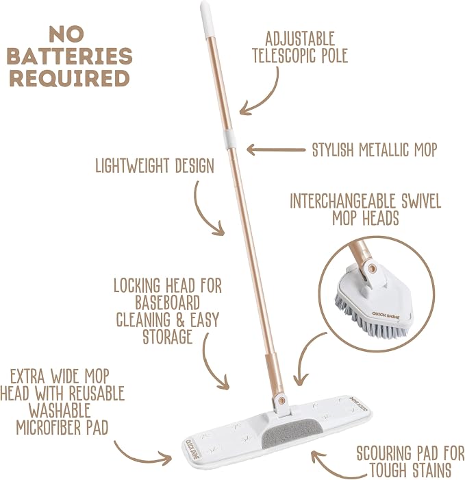 Quick Shine Ultimate Gold Clean + Polish Mop Kit | All-in-One 11 Pc Kit - Image 3