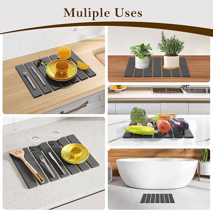 Stone Dish Drying Mats for Kitchen Counter, 15.5“x 11.8”, Eco-Friendly - Image 7