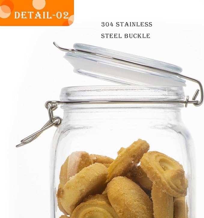 50oz Square Glass Food Storage Jars - Image 5