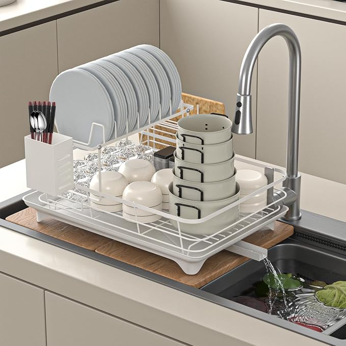 Dish Drying Rack, 2-Tier Rustproof Steel Kitchen Organizer by KANYUNCD