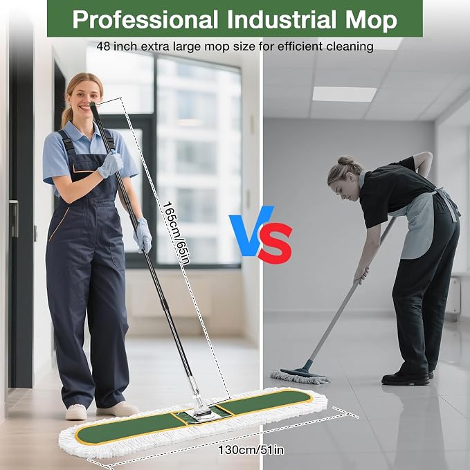 48" Commercial Industrial Dust Mop, CLDREAM Heavy Duty Floor Sweeper - Image 4